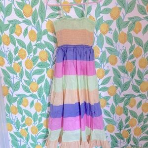 Marlo Kids Maxi Dress Size 6 Easter Spring Stripes Pastel Summer 100% Cotton